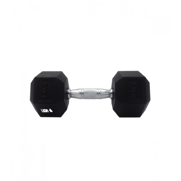 Αλτήρας Εξάγωνος με επικάλυψη λάστιχου Liga Sport Dumbbell 2.5kg