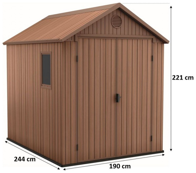 Αποθήκη Κήπου 190x244x221cm Πλαστική Keter Darwin 6x8 Καφέ