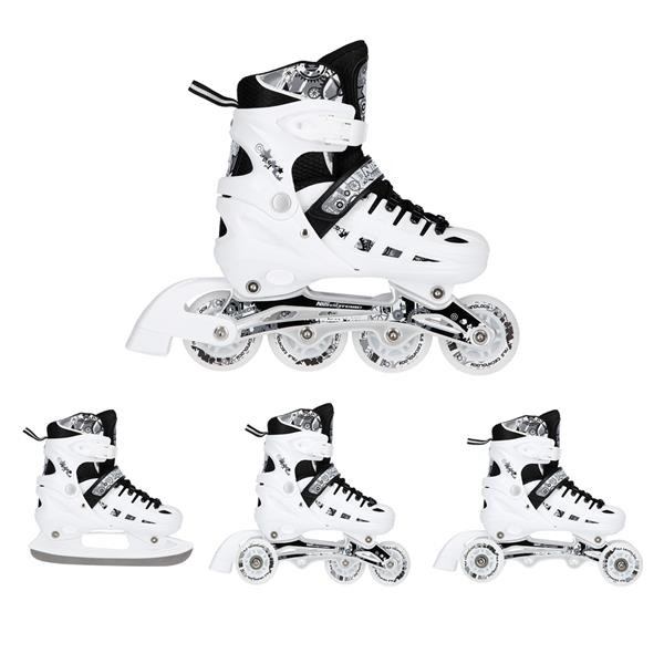 Αυξομειούμενα Roller NH 10905 4 ΣΕ 1 INLINE SKATES NILS EXTREME ΑΣΠΡΟ ΜΕ LED ΤΡΟΧΟΥΣ