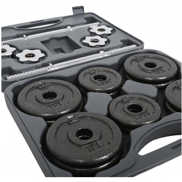 Βαλιτσάκι με σετ αλτήρες και βάρη 15kg LiveUp (Β 2328Β)