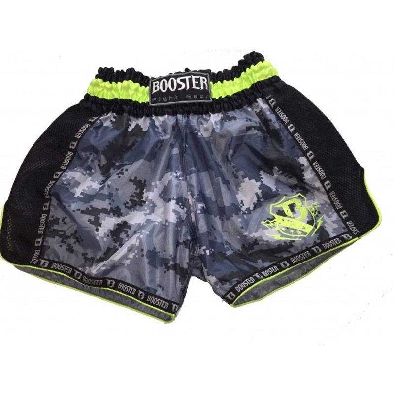 Booster Pro Thai Shorts-Camo Grey/Yellow