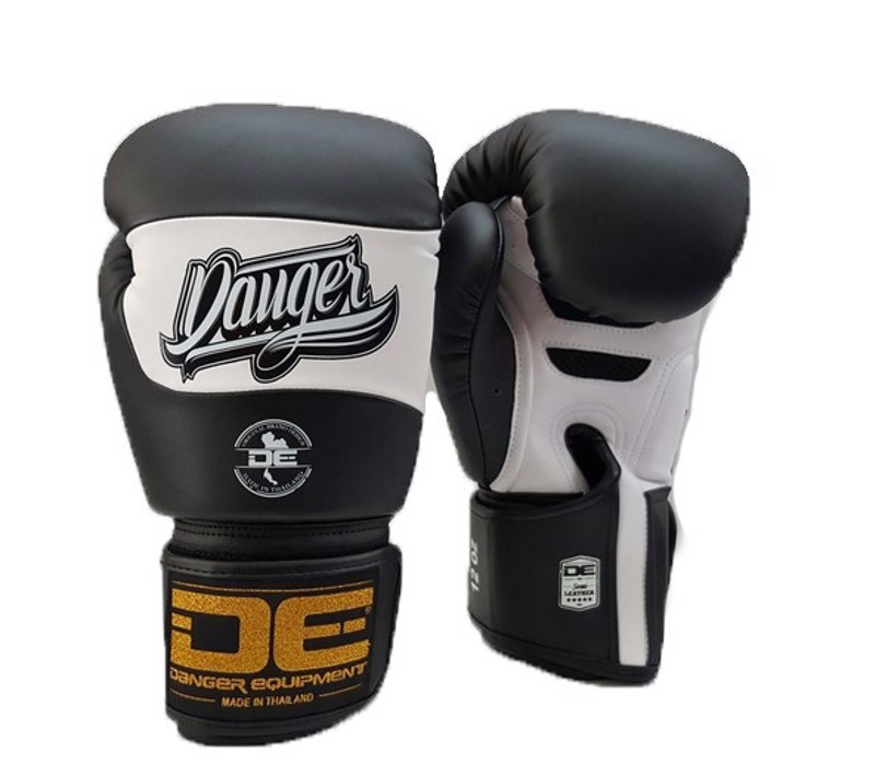 Danger Flag Boxing Gloves-Black/White