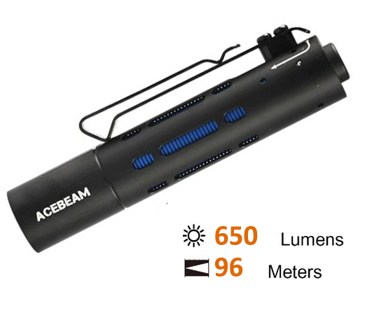 Φακός Acebeam RIDER RX 7075-ALU. + Battery Κωδ. ACE-013