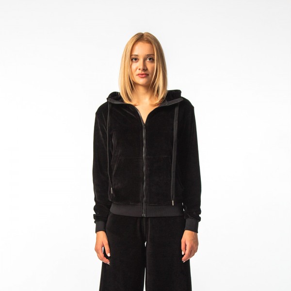 Γυναικεία Ζακέτα με Κουκούλα Be Nation Velour Full Zip Hood Black 07102206 01