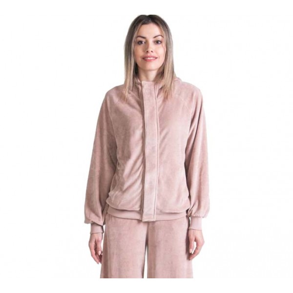 Γυναικεία Ζακέτα με Κουκούλα Be Nation Velour Full Zip Hood Sand 07102201 15D