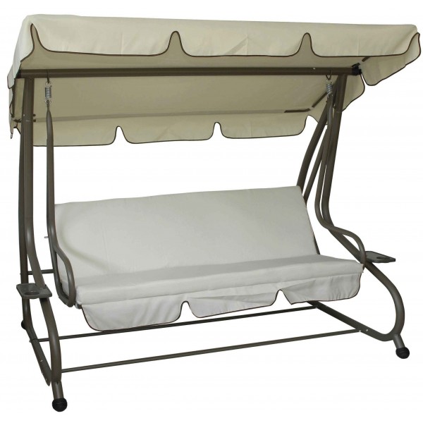 Κούνια-Κρεβάτι Εκρού με Ανθρακί Σκελετό (Ενισχυμένη Τριθέσια Μεταλλική Με Μονοκόματο Σωλήνα Οροφής) 36-10225-4/10Α