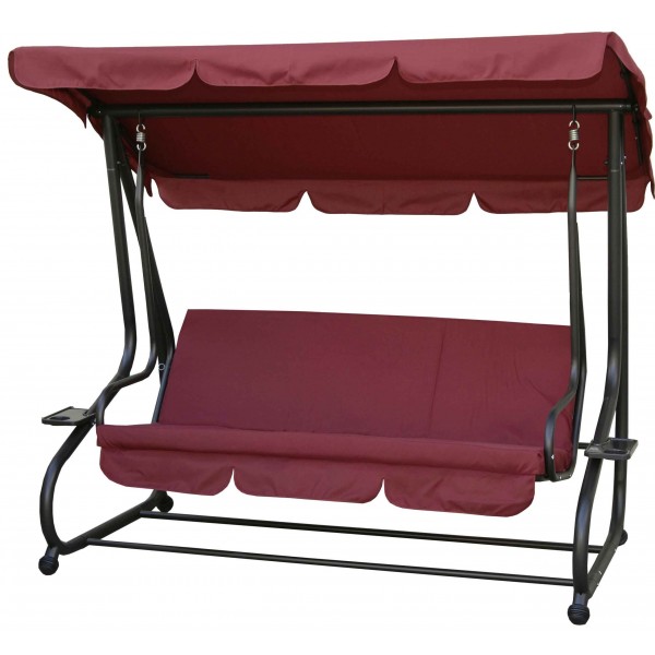 Κούνια-Κρεβάτι Μπορντώ με Ανθρακί Σκελετό (Ενισχυμένη Τριθέσια Μεταλλική Με Μονοκόματο Σωλήνα Οροφής) 36-10225-4/10Α