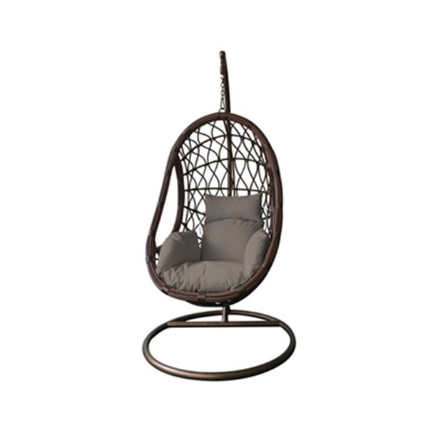 Κρεμαστή Πολυθρόνα με PE Rattan Σκούρο Γκρί με Βάση και Ιστό Μεταλλικό σε Ανθρακί Χρώμα 184-6157