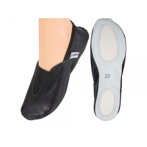 Παπούτσια Ρυθμικής Γυμναστικής Δερμάτινα Μαύρα Amila