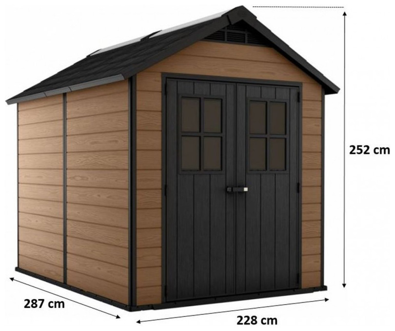 Πλαστική Αποθήκη Κήπου 228x287x252 Newton 759 Keter καφέ