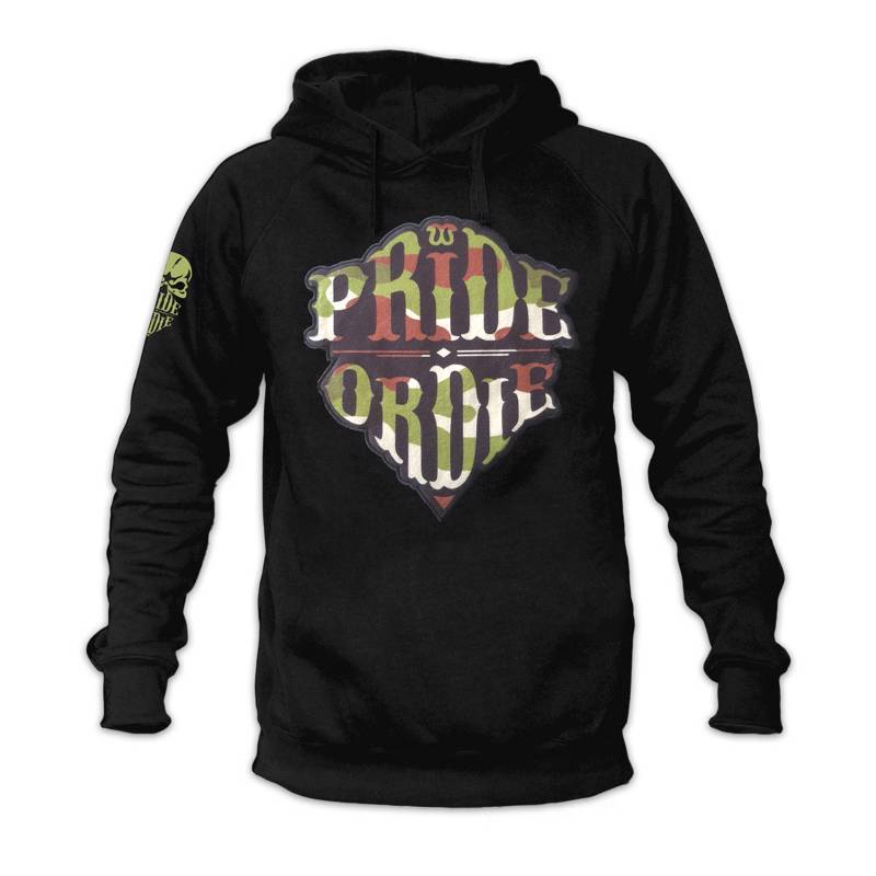 PRIDE OR DIE reckless hoodie camo-black