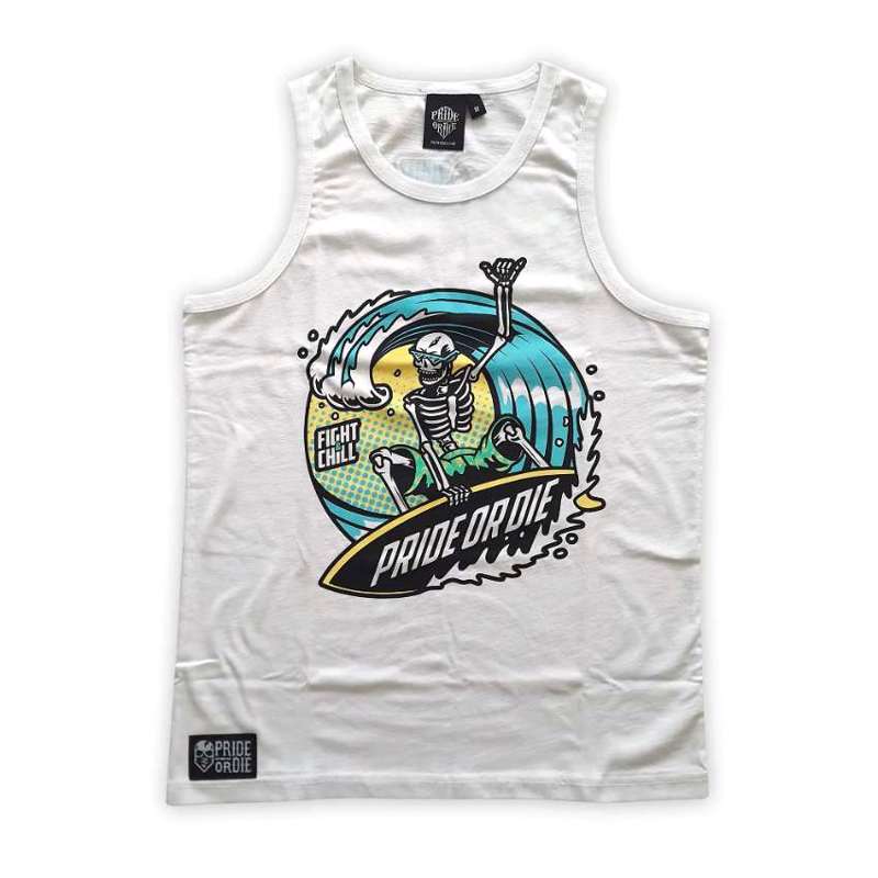 PRiDEorDiE ''chill & fight''  Tank Top - white