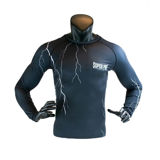 Rashguard Super Pro Combat Gear Compression Shirt Long Sleeve Thunder Black/Grey