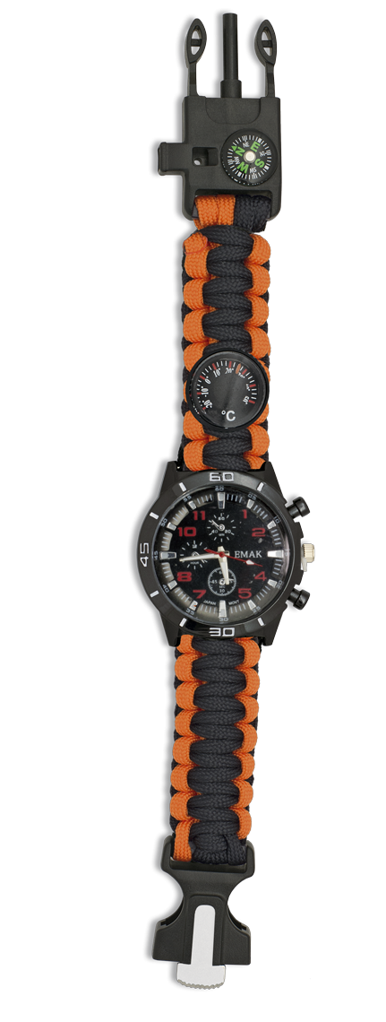 Ρολόι Χειρός  Albainox Paracord  Survival Κωδ. 33879-NA Μαύρο/Πορτοκαλί
